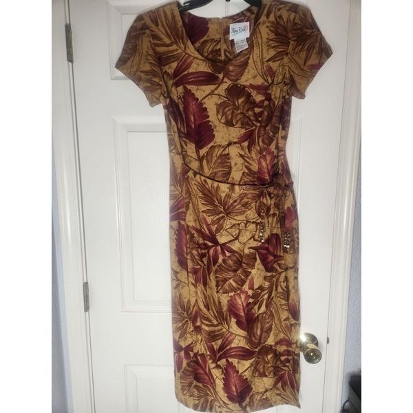 Vtg 1980s Olivia Rose 12 M Hawaiian Floral WrapWaist BohoTropical Women’s Dress