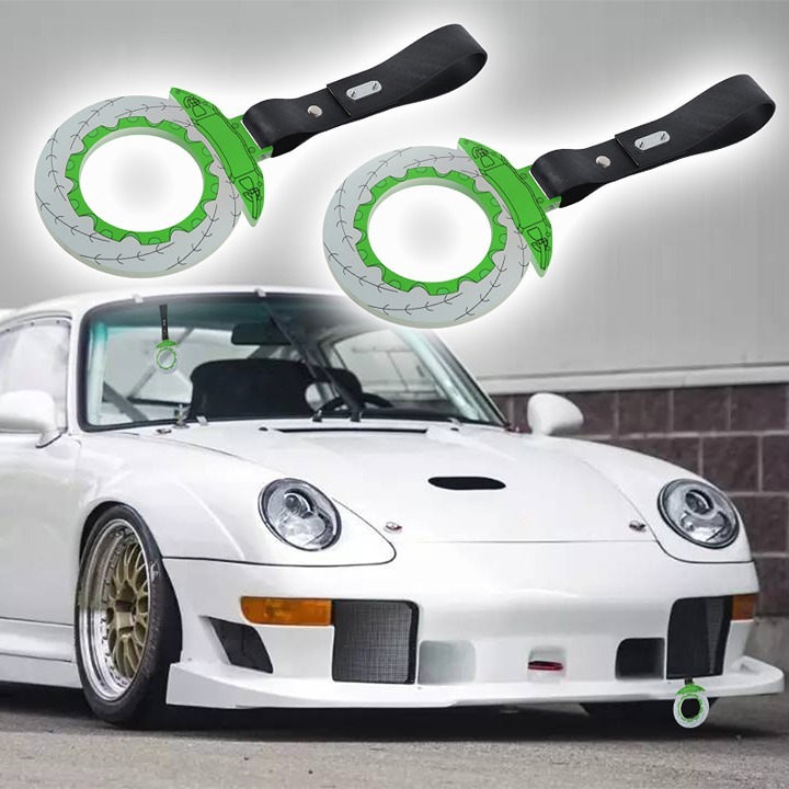 New 2PCS JDM Brake Green TSURIKAWA Ring Subway Train Bus Handle Black Strap