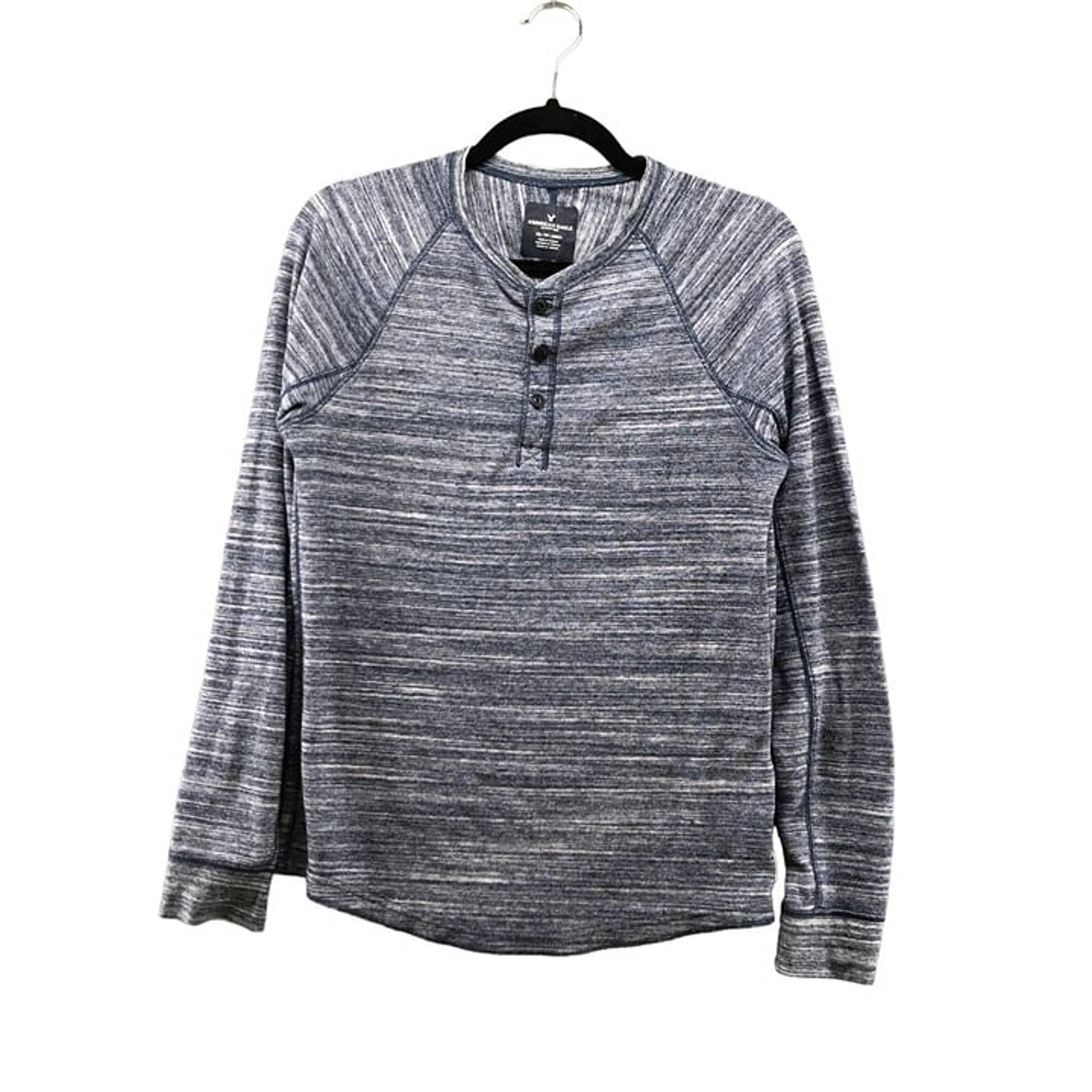 American Eagle Long Sleeve Henley T Shirt Mens XS Navy Blue Cotton Blend