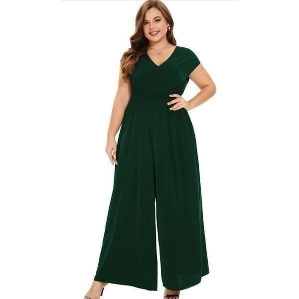 NEW Green Jumpsuit V Neck Wide Legs Romper 3X