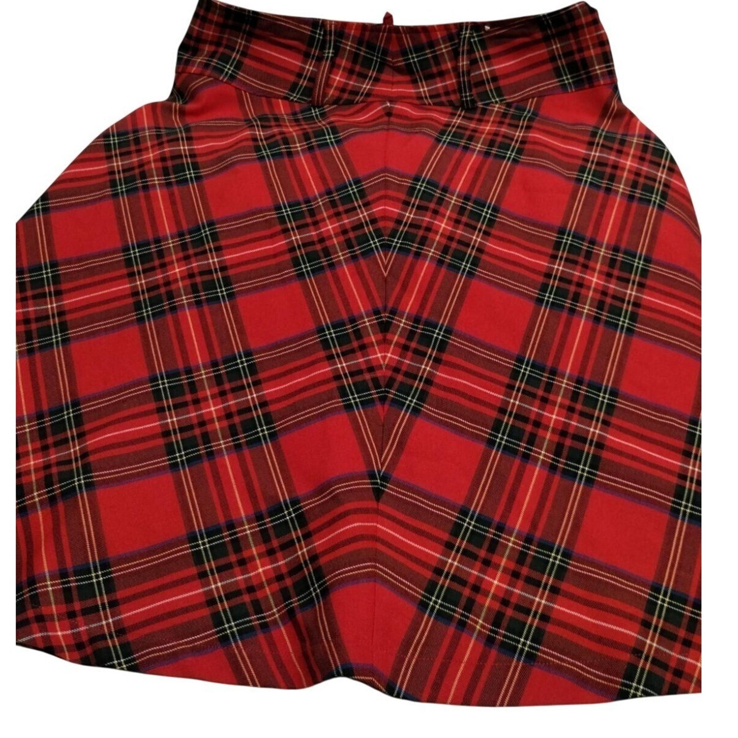 H&M Plaid Skirt Red Tartan Mini High Waist Party Skater Skirt US 10