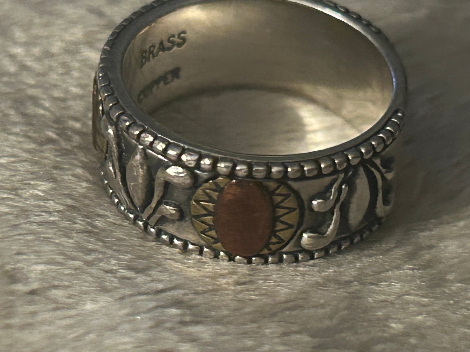 Carolyn Pollock sterling silver ring accented with copper and brass. Size 6