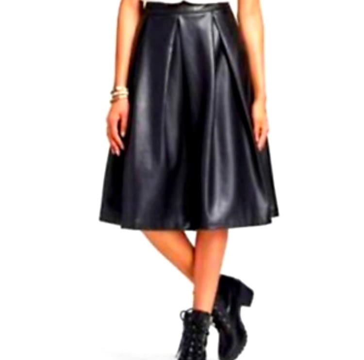 Who What Wear Black Midi A-Line Skirt