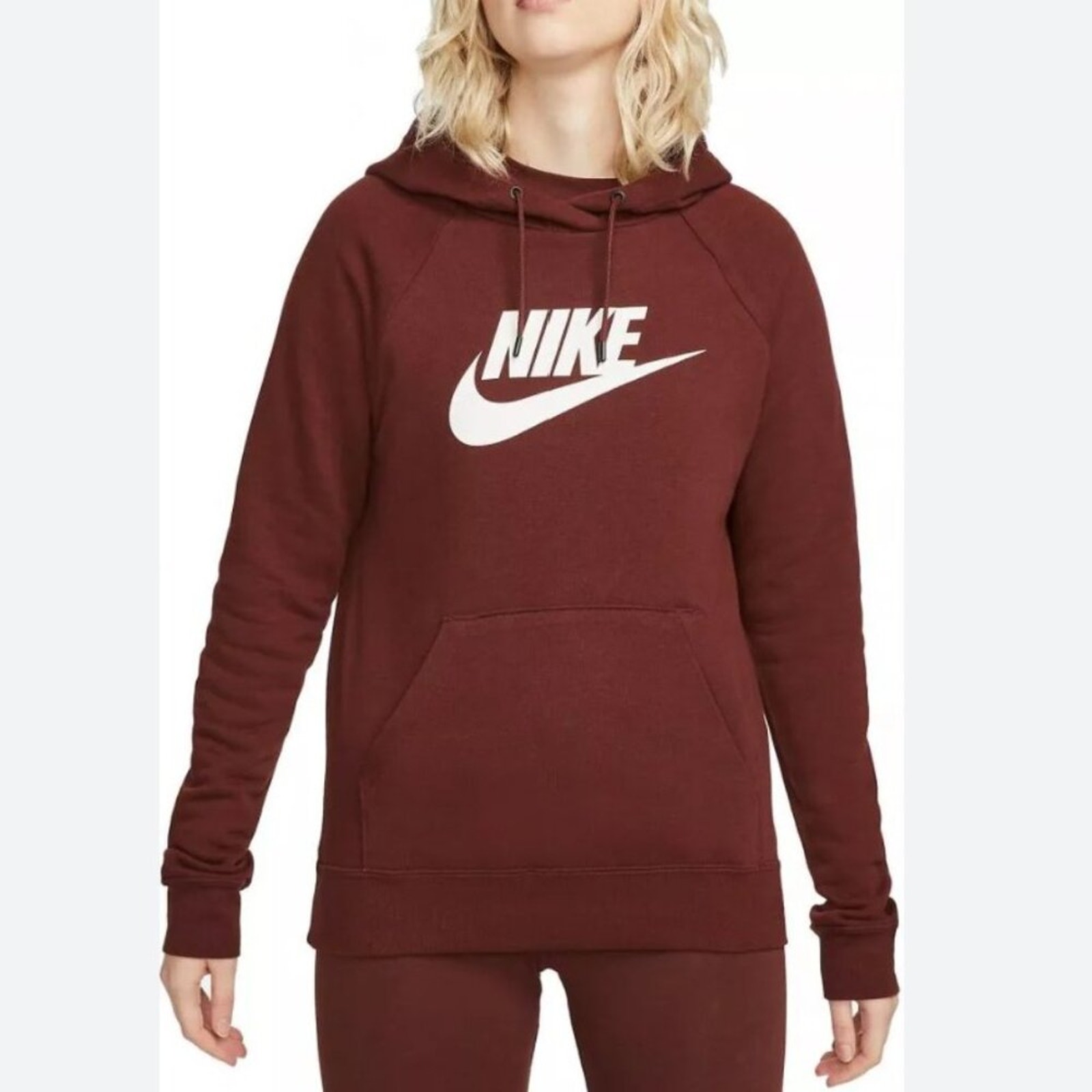 NIKE SPORTSWEAR ESSENTIAL PULLOVER HOODIE BURGUNDY RED WOMEN'S SIZE LARGE