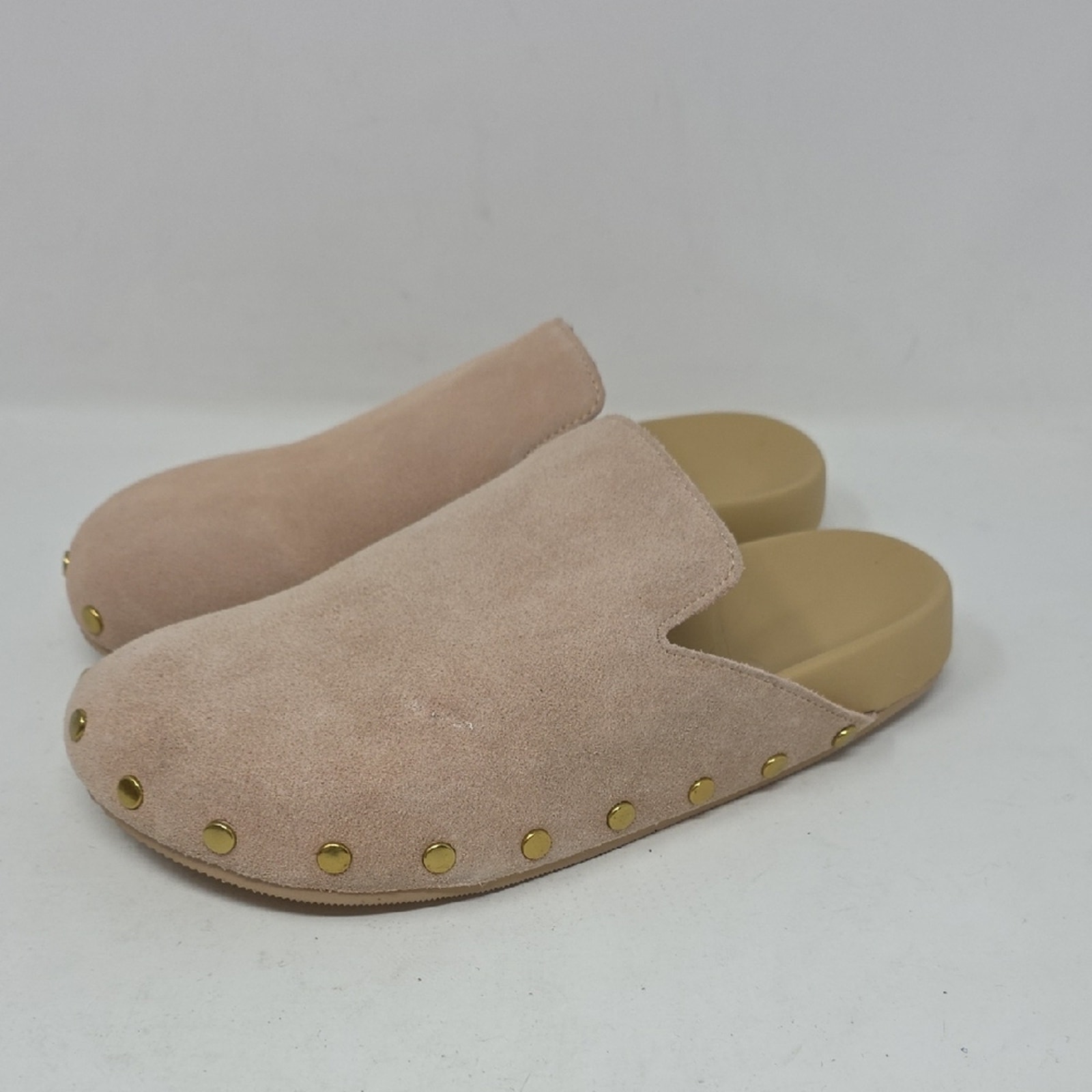 J Crew Pacific studded Marlow Mules Clogs slip on almond biscotti Size 6