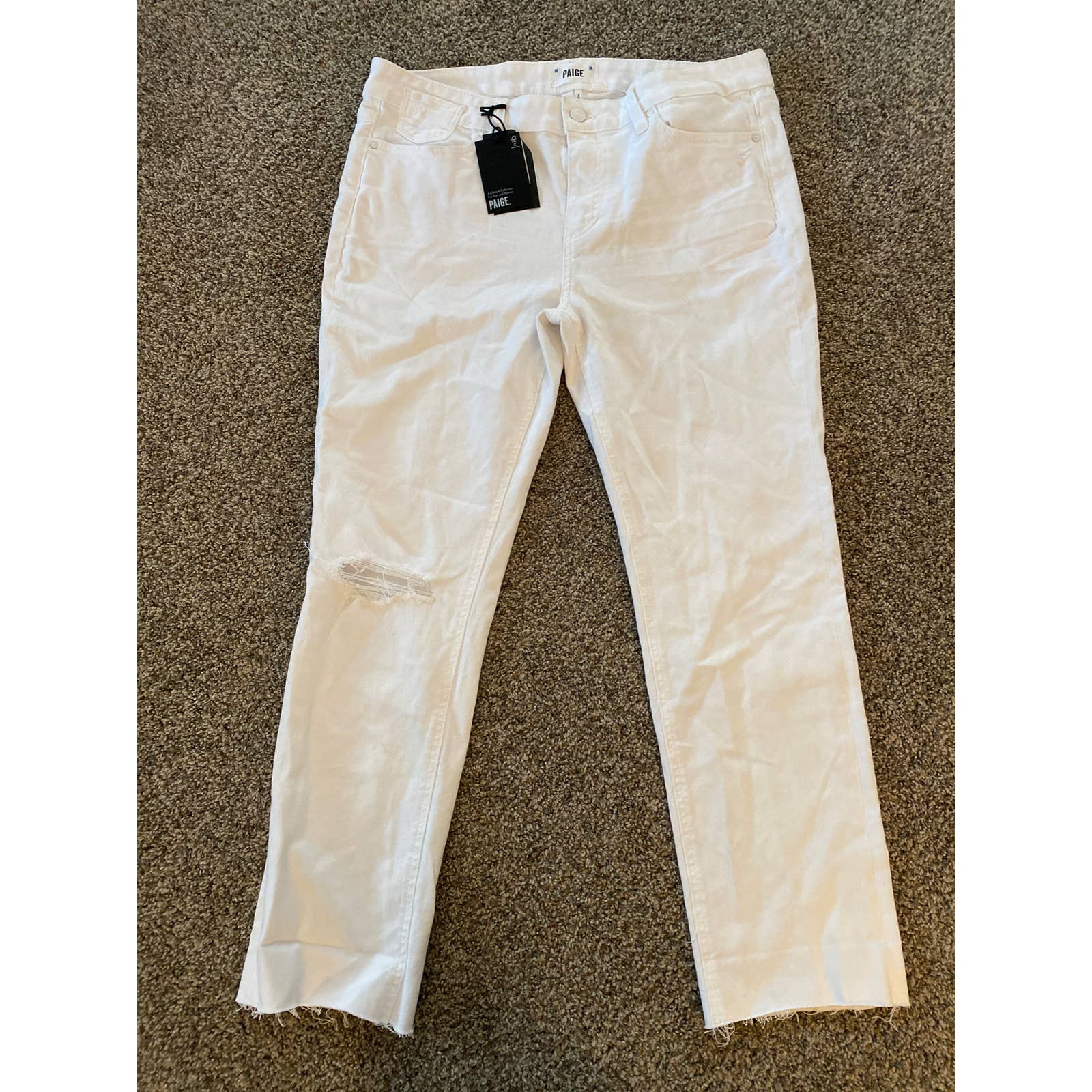 Paige Brigitte - White Wave Destructed Jeans - Size 32