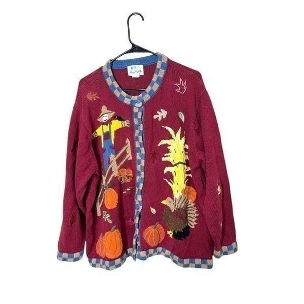 Vintage The Quacker Factory Fall Knit Cardigan Sweater Women's Sz 2X 3X