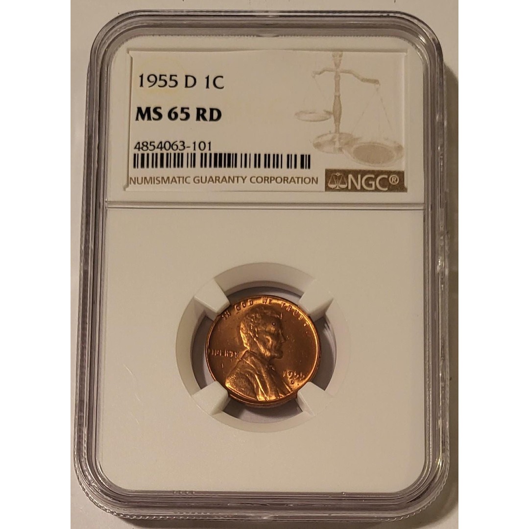 1955 D Lincoln Wheat Cent MS65 RED NGC