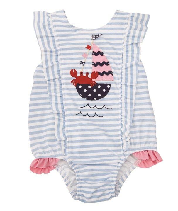 Mud Pie sail away ruffle swimsuit 2T