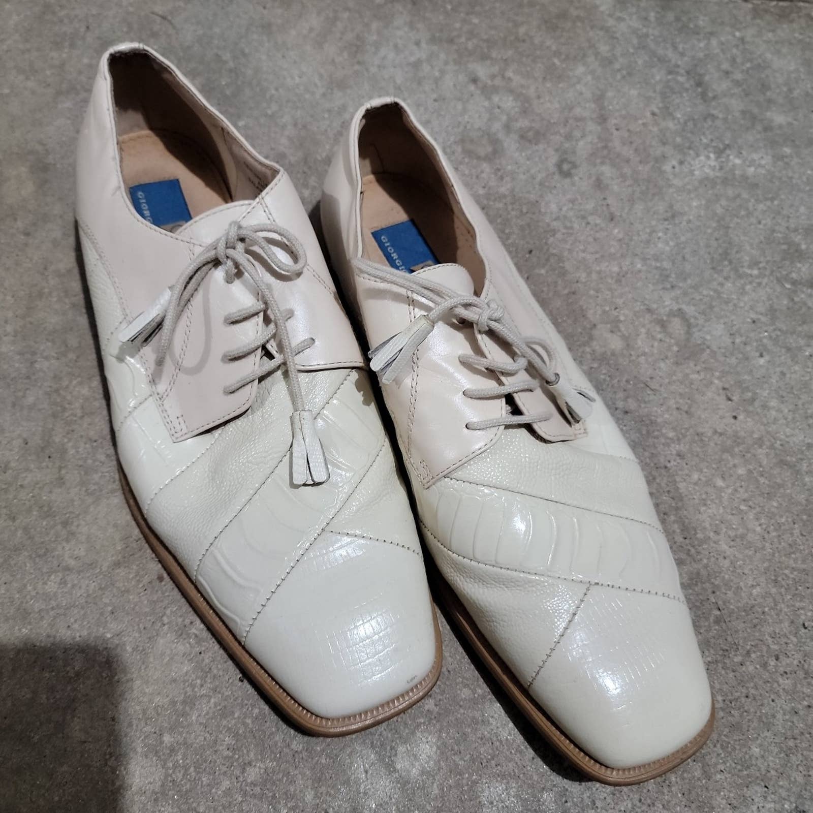 Giorgio Brutini Cream Leather Lace Up Oxford Sz 10