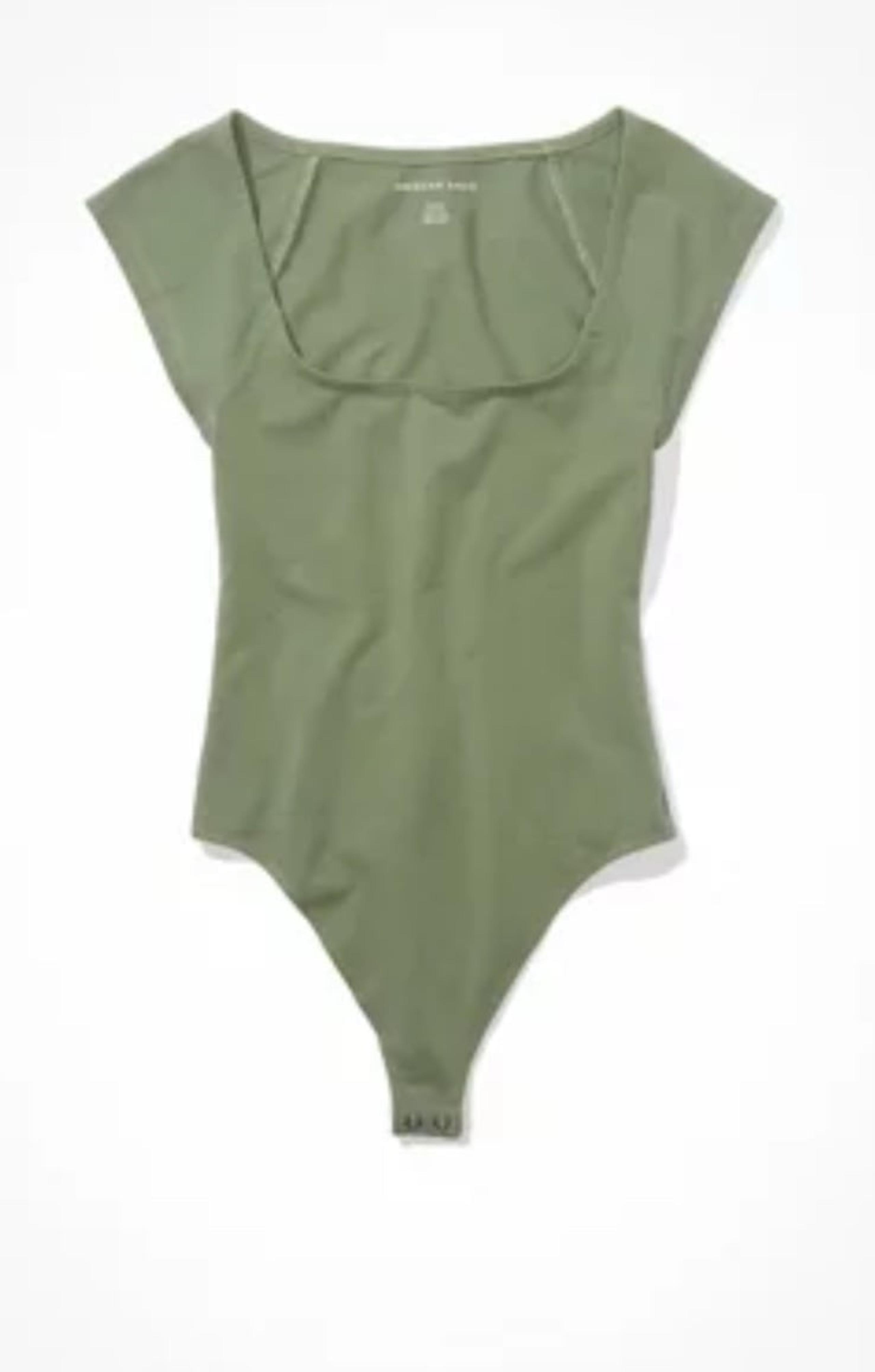 Women’s American eagle AE cap sleeve bodysuit olive green XS new NWT