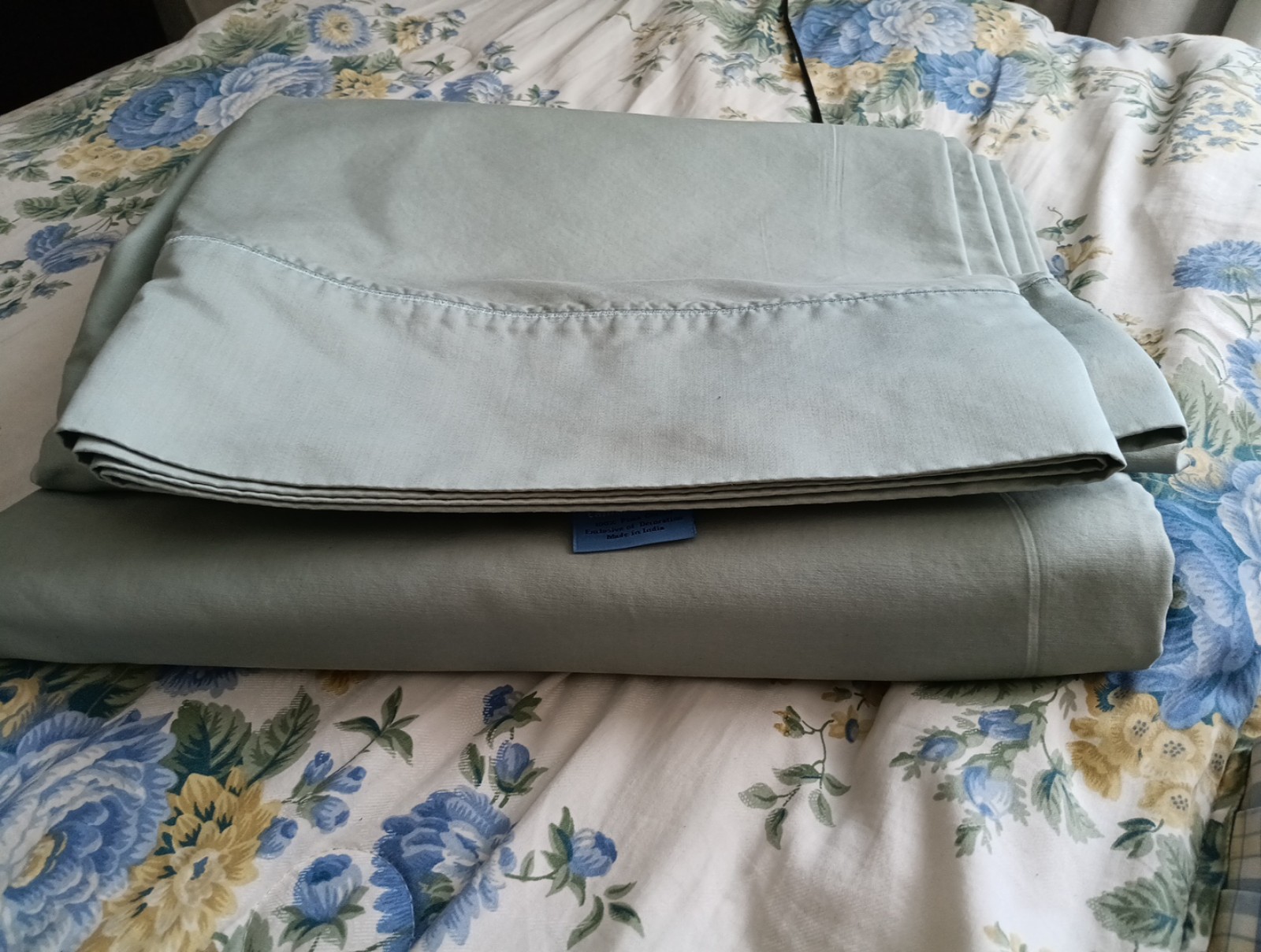 Simply Vera Wang Cal King 100% Pima Cotton Flat Sheet Light Green Heavy Cotton