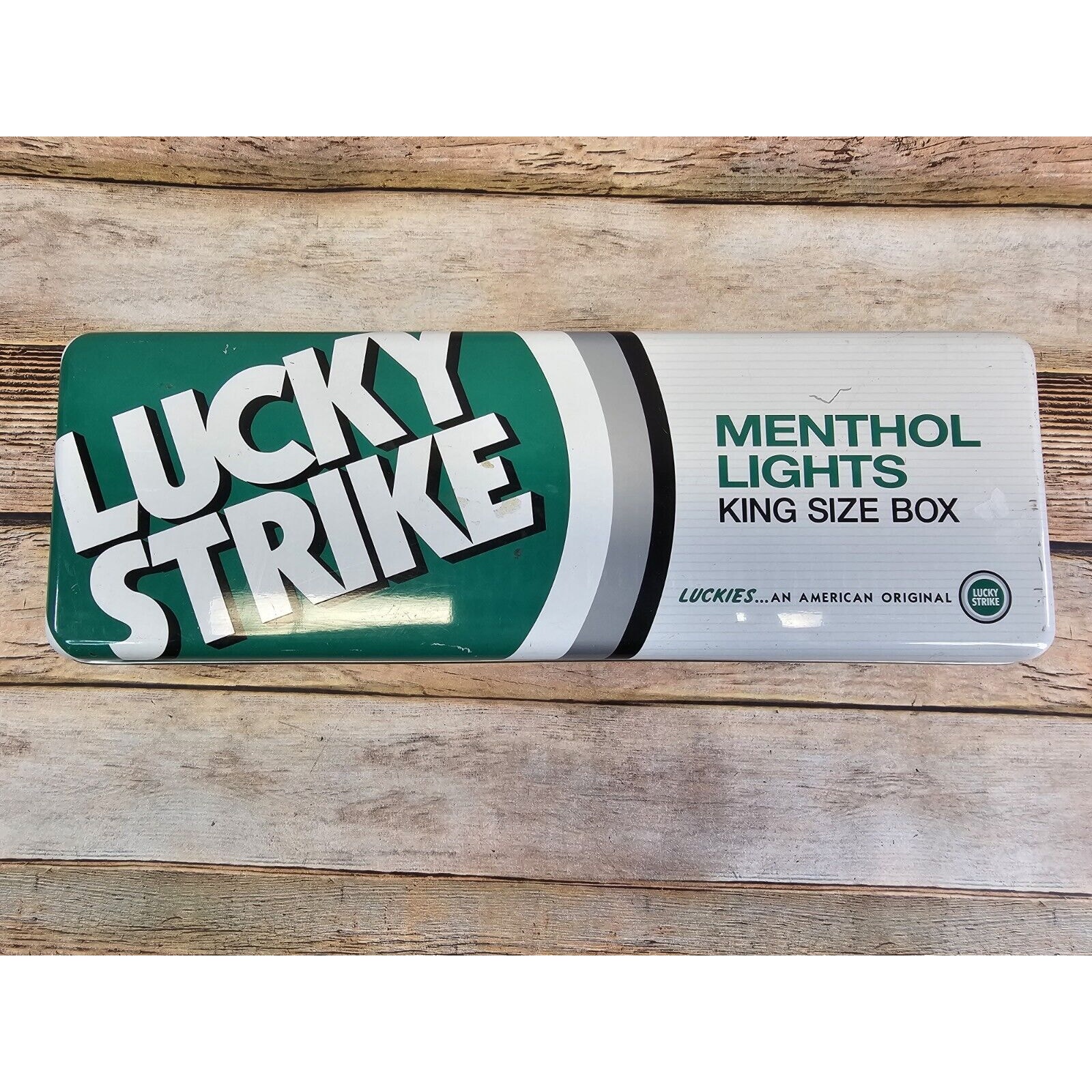 Lucky Strike Menthol King Size Box, Vintage Cigarette Tin, 11.5 x 4 Tobacciana
