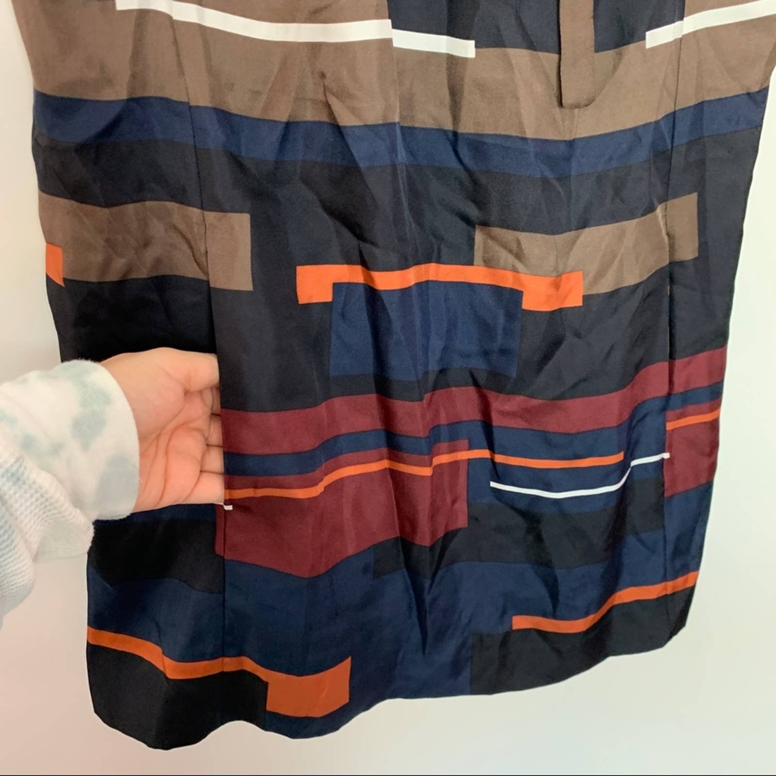 Theory Women's sale Pack Print Twill Nitee TS Woven Top NWT Tie Neck Size Small