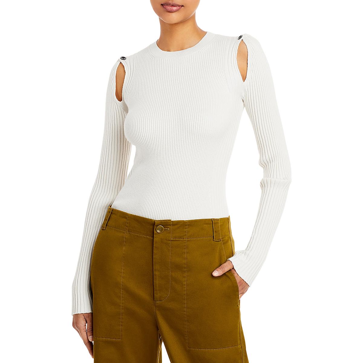 Proenza Schouler Cashmere Cotton Long Sleeve Sweater Pullover Ivory White Small