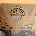 Antique Linen Table Runner Piano Scarf Ornate Filet Lace Embellishments Tassels