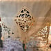 Antique Linen Table Runner Piano Scarf Ornate Filet Lace Embellishments Tassels