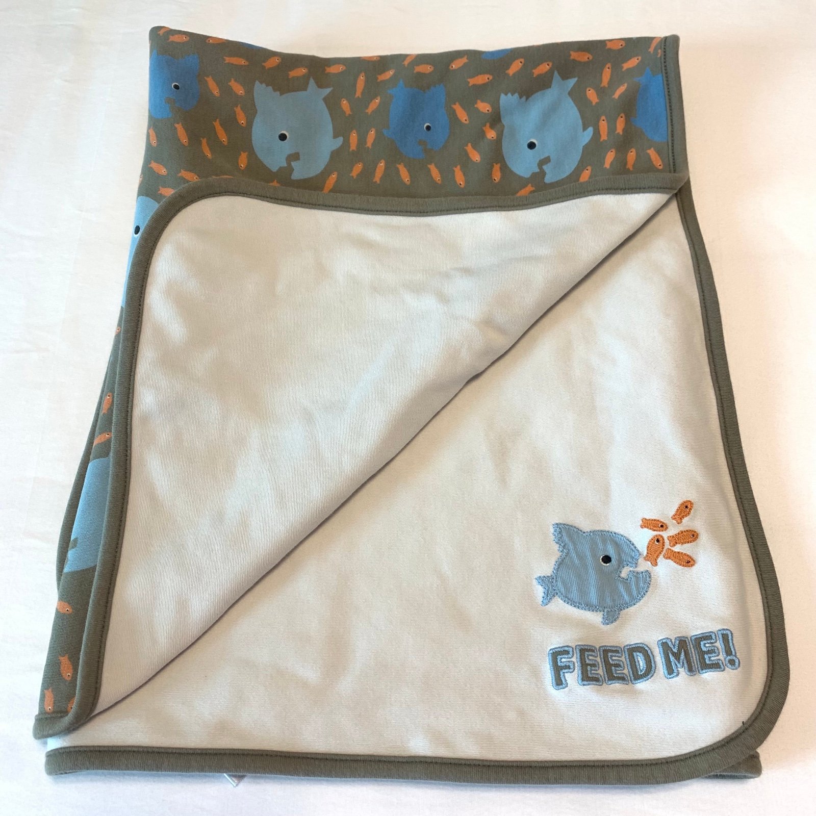 Gymboree Baby Blanket Gray Sharks & Fishes “Feed Me!”