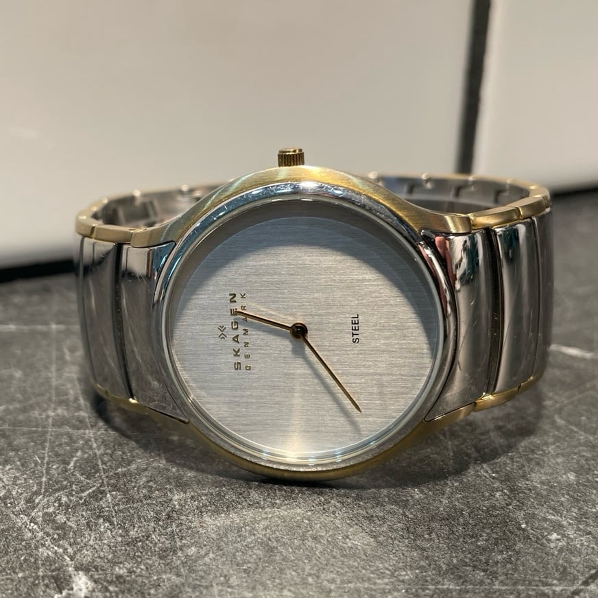 Mens Skagen Gold and Silver Tone Watch - New Battery