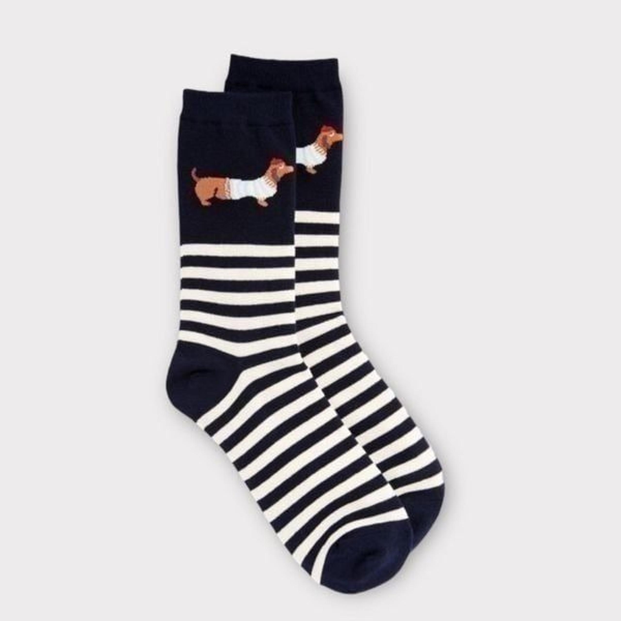 Talbots Trouser Socks Dog In Stripes Nwt