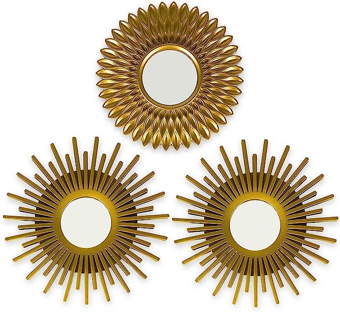 Pack of 3 Gold Mirrors for Wall