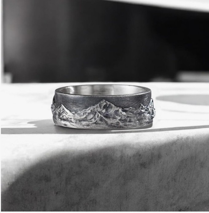 Mountain Range Band Ring Sterling Silver