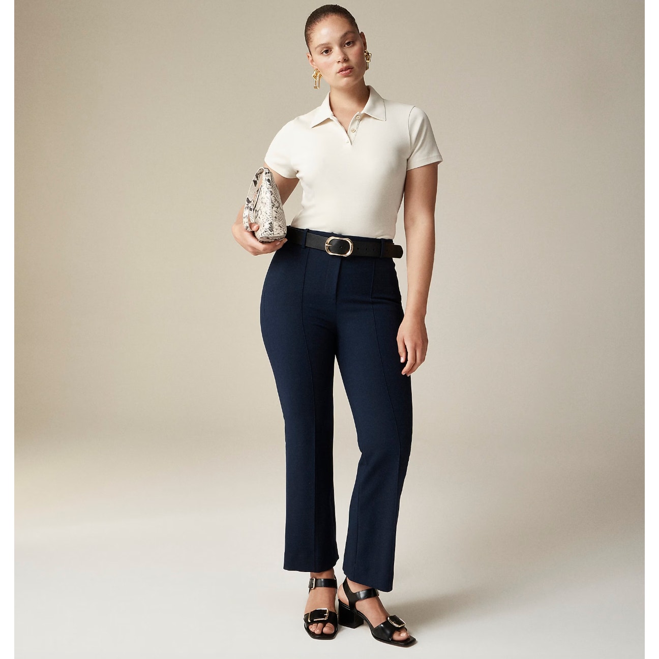 NEW J. Crew Cropped Natalia Pant Four Season Stretch High Rise Classic Navy US 4
