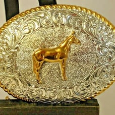 Crumrine Western Horse Belt Buckle