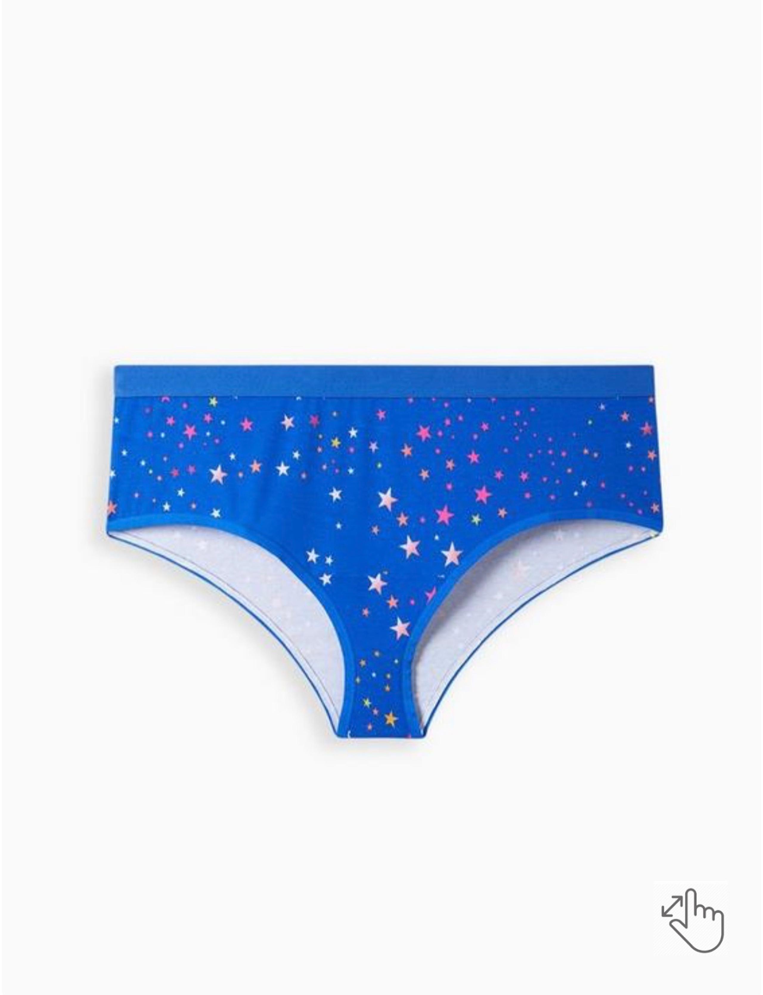Cotton Mid-rise cheeky panty panties size 4 stars print celestial bright blue