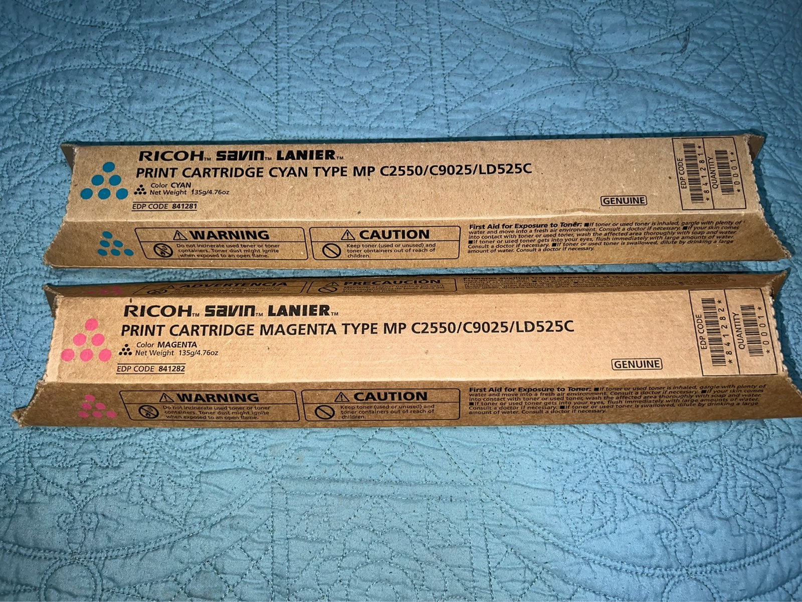 Set Of 2 Ricoh Savin Lanier Type MP C2550/C9025/LD525C Cyan And Magenta NIB
