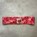 100% Silk Floral Pink Damask Wide Wrap Belt Square Iridescent Buckle Feminine