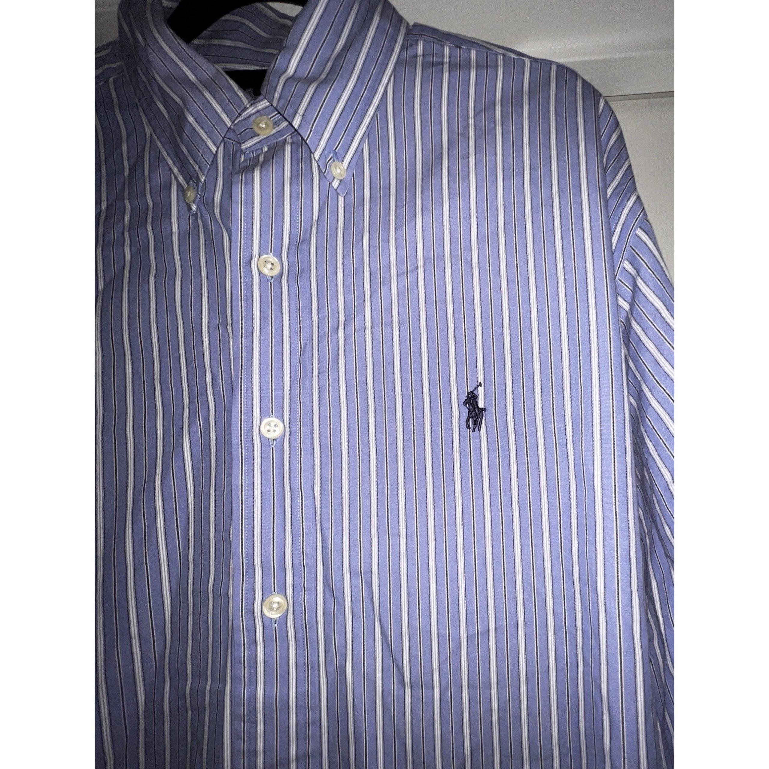 Ralph Lauren Blaire Shirt Mens size XL Blue Stripe Button Up Long Sleeve Cotton