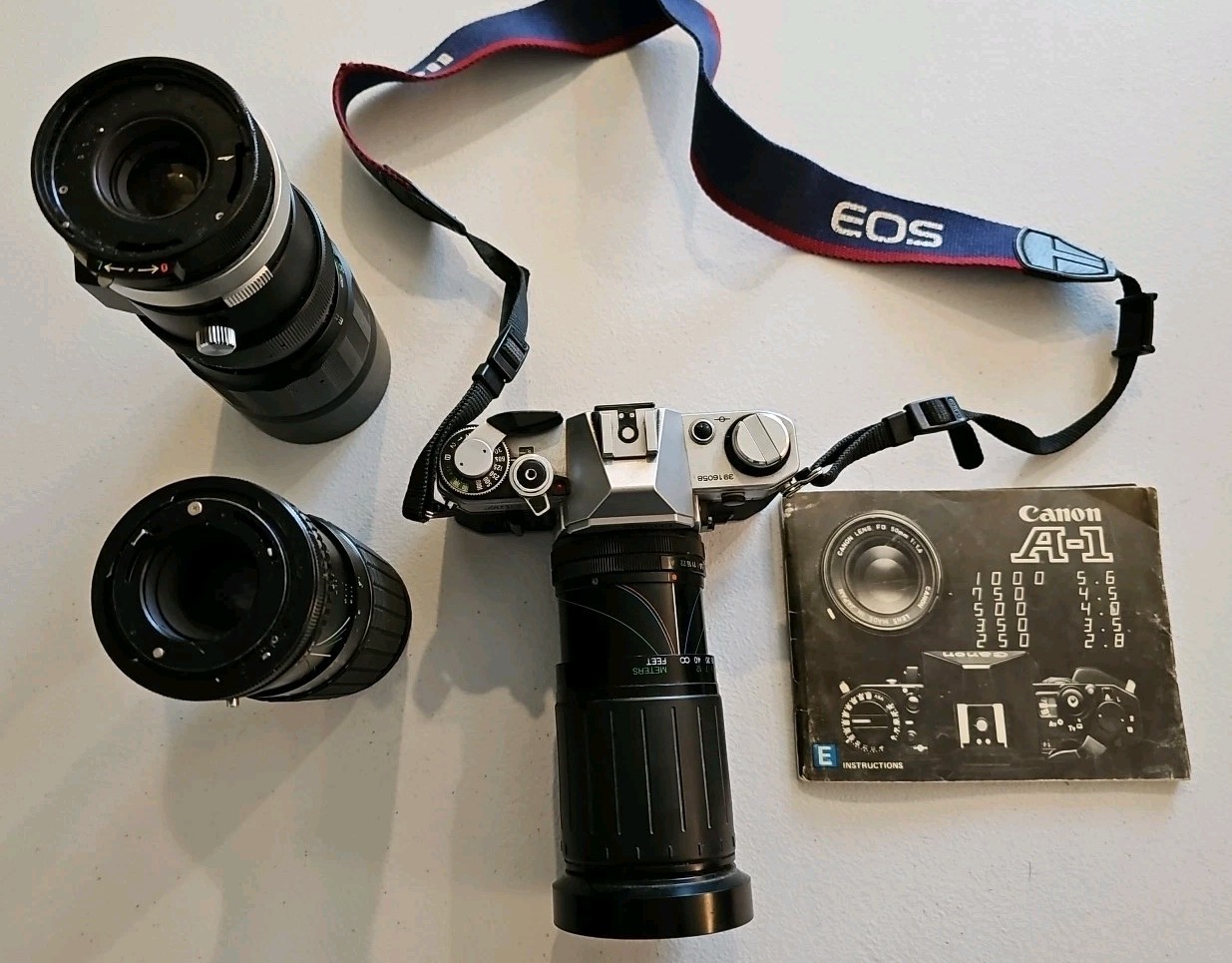 Canon AE-1 35mm Film Camera w/ 3 lenses | 1 Soligor + 2 Kalimar | UNTESTED