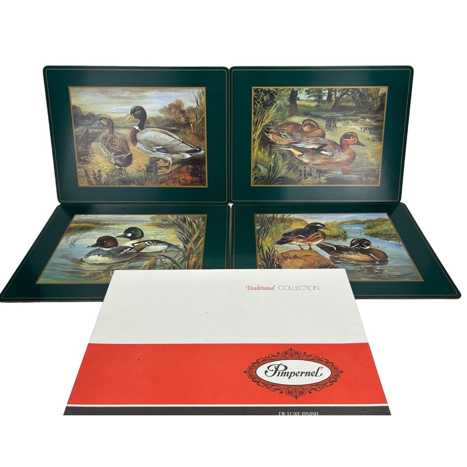 Pimpernel Game Bird Set 4 Placemats Set Mats Goldeneye Goose Merganser Cork Box