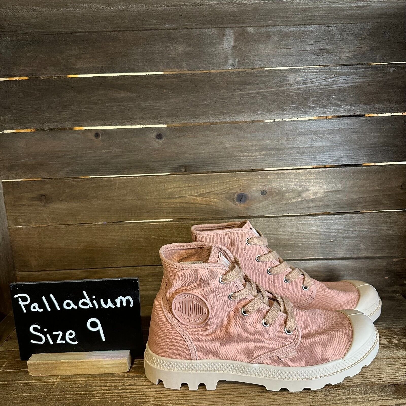 New Womens Palladium Pampa Hi Top Pink Canvas Shoes Sneakers Boots Size 9 M