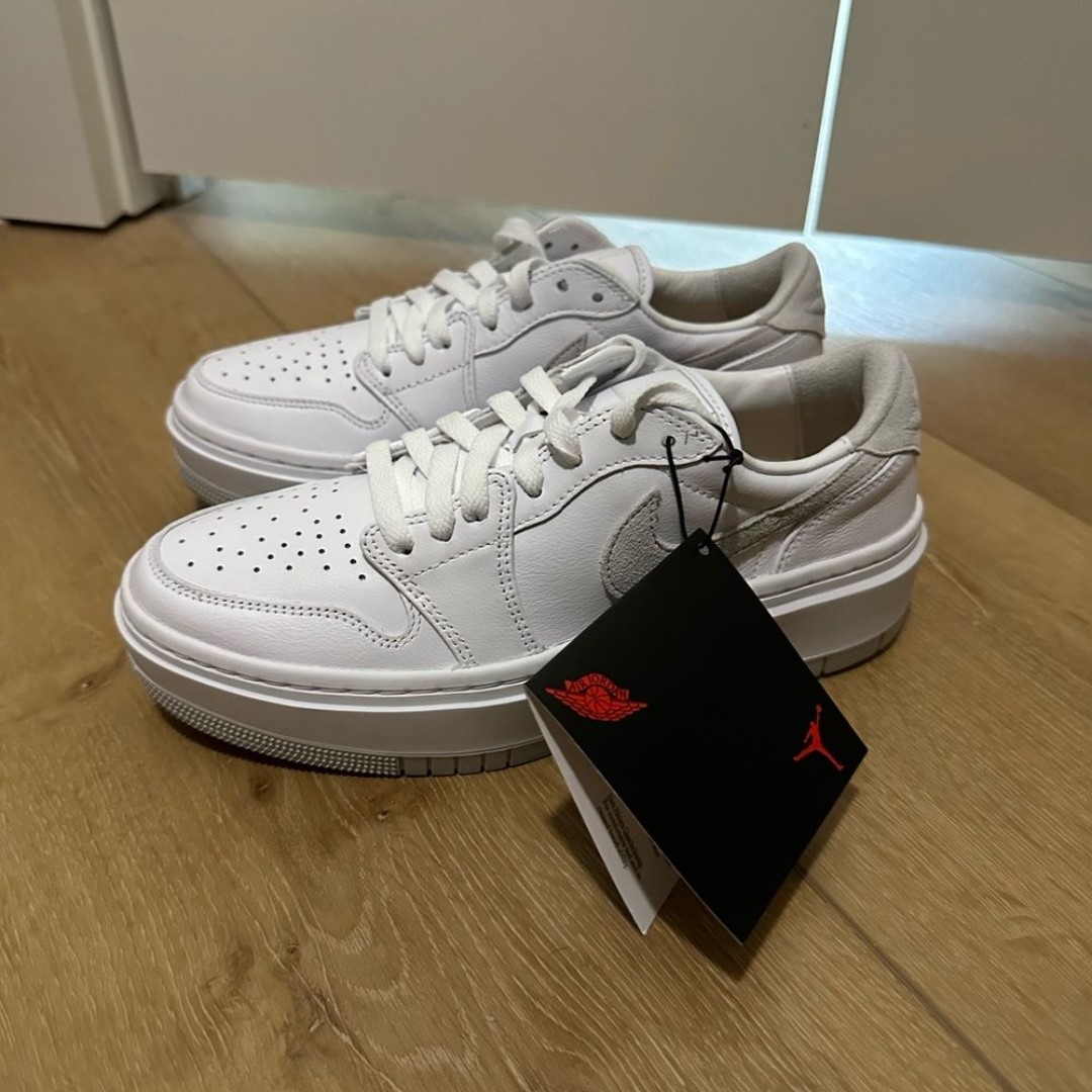 Air Jordan 1 Elevate Low White Grey Suede Sneakers for Women