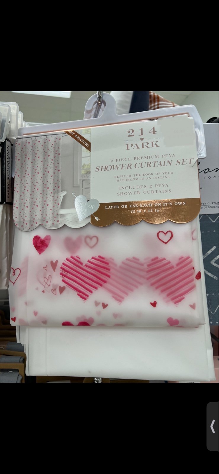 Valentine’s Day Hearts Peva Shower Curtain Set