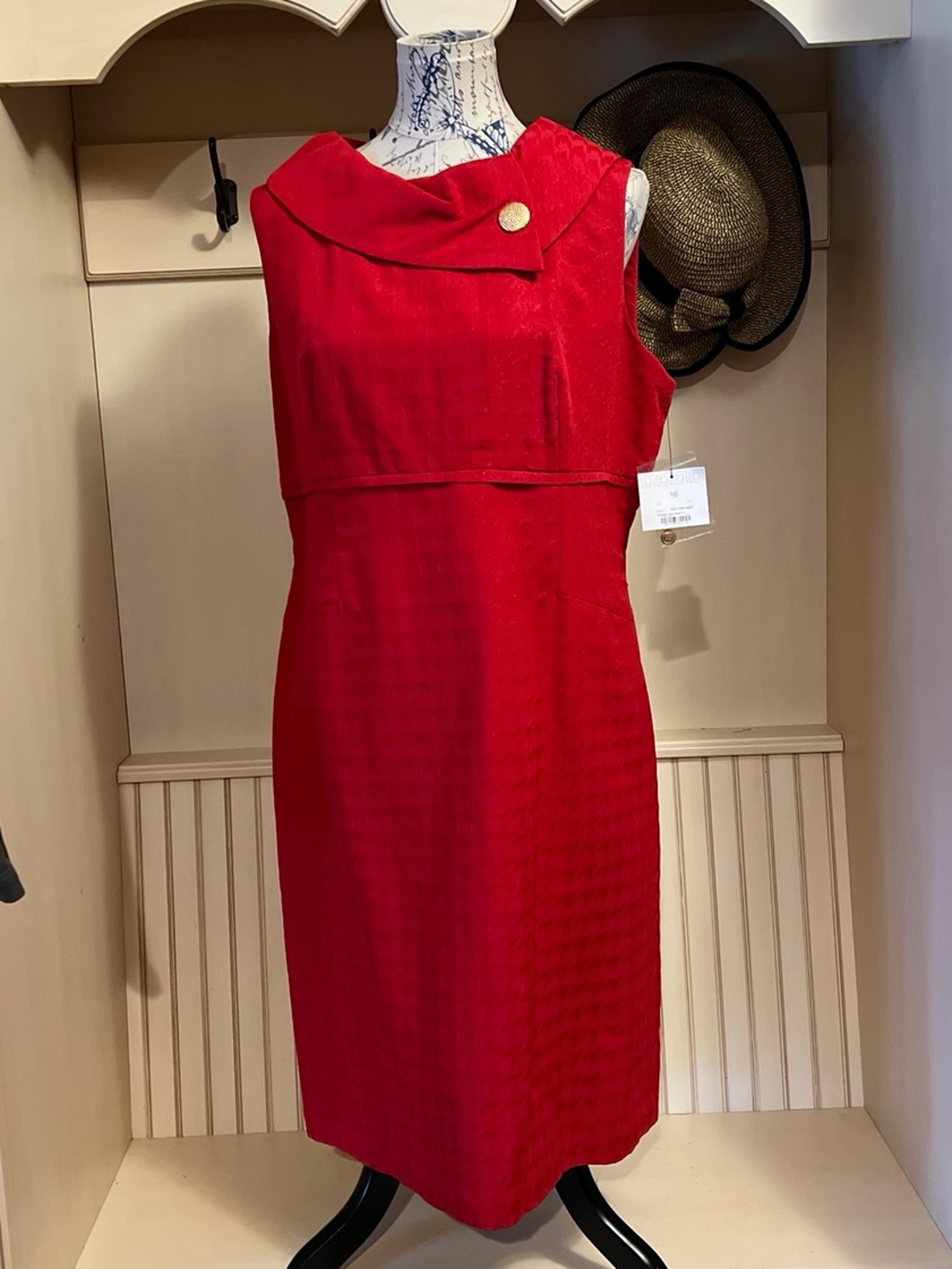 LIZ CLAIBORNE Size 16 WOMEN'S RETRO RED JACKIE O SHEATH DRESS