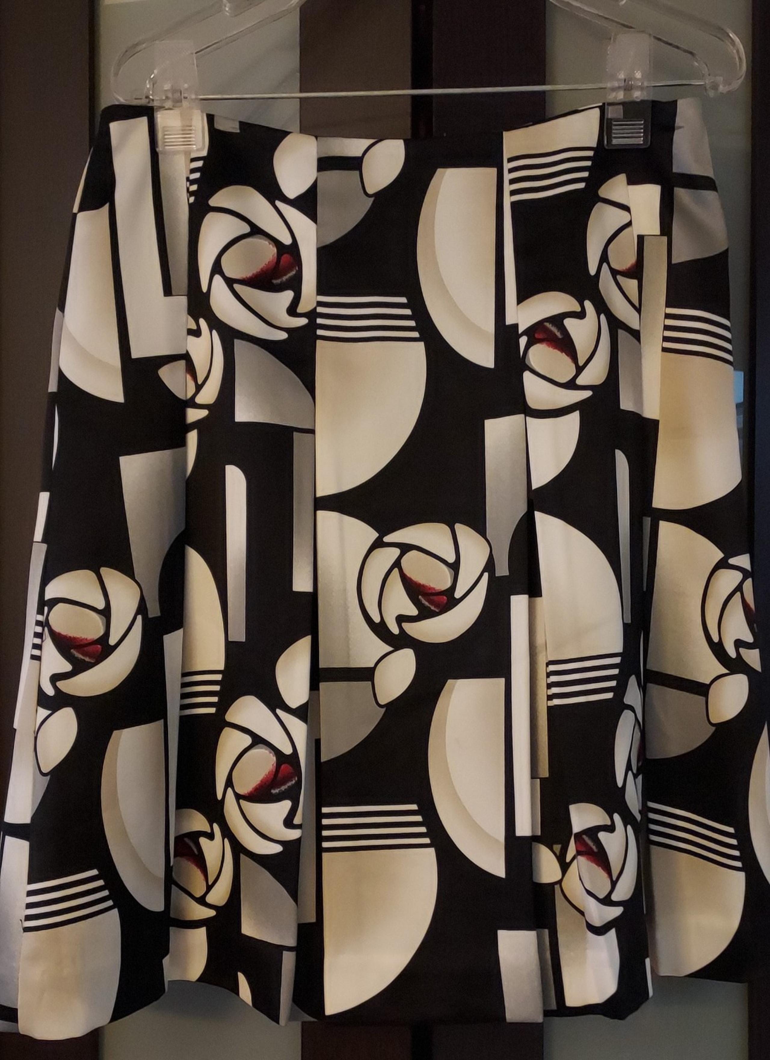 Floral Geometric Pleated Skirt