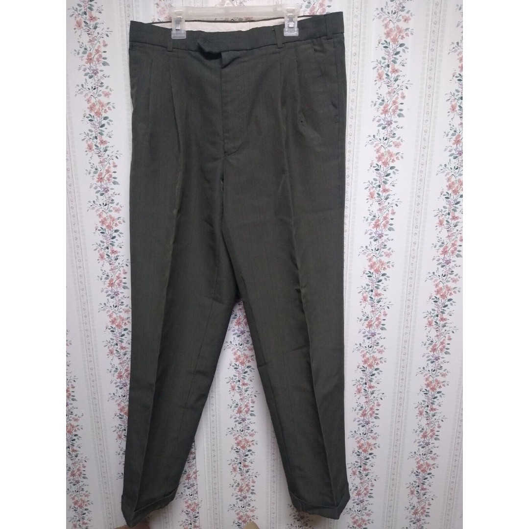Vtg Galaxy Future Fashion By Harvic Green Dress Pants Men Size 34 100% Polyester