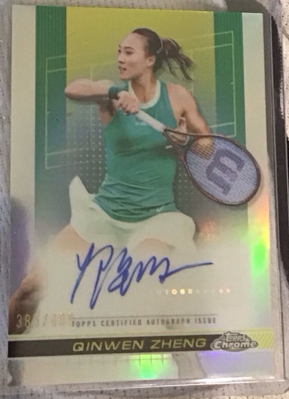 2024 Topps Chrome Tennis Qinwen Zheng Refractor # 385/499 Auto #TCA-QZG