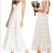 Women's Dress the Population White Floral Maxi Dress Large