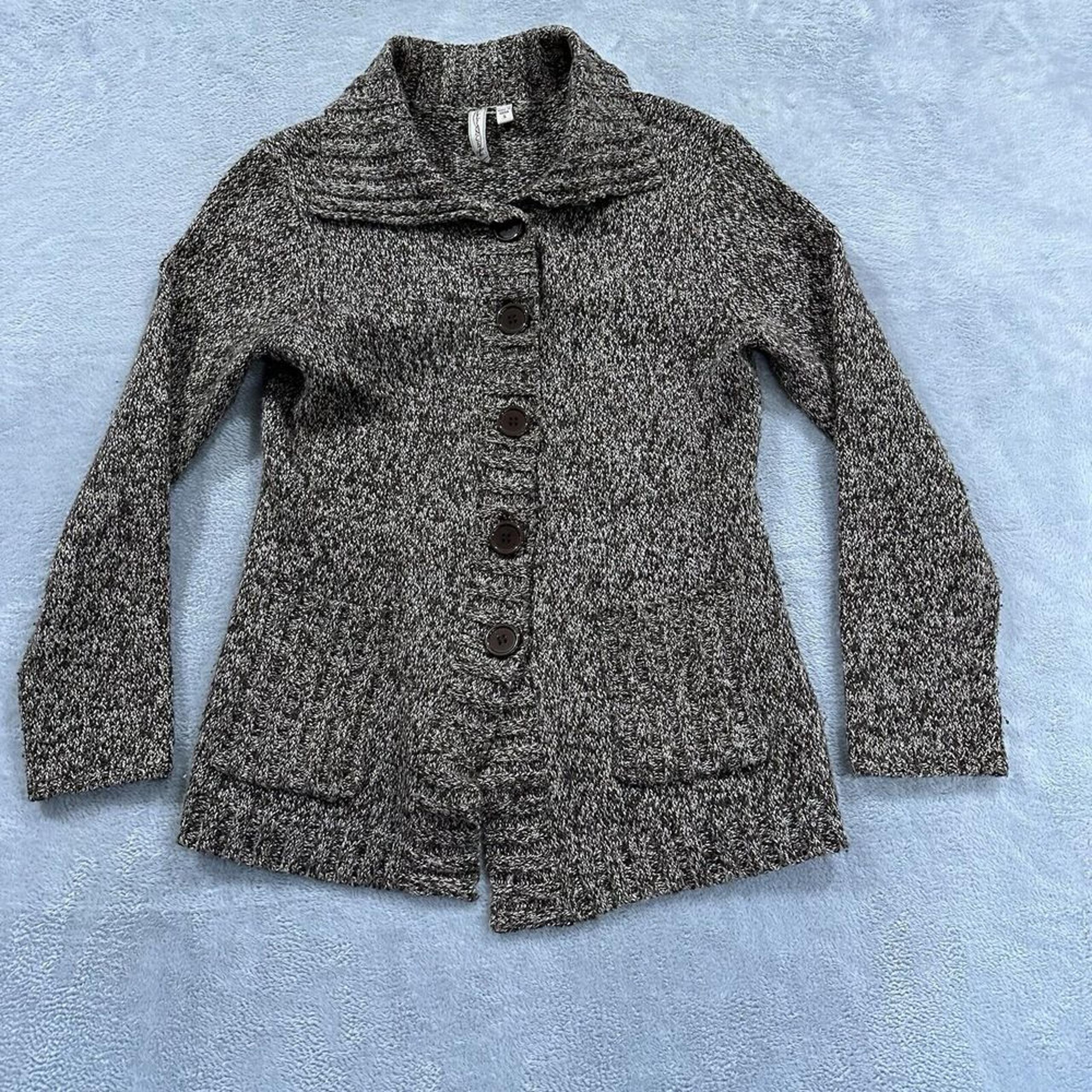 Vtg Alliance Knitters Button Cardigan Sweater Women S Brown Y2K Boho