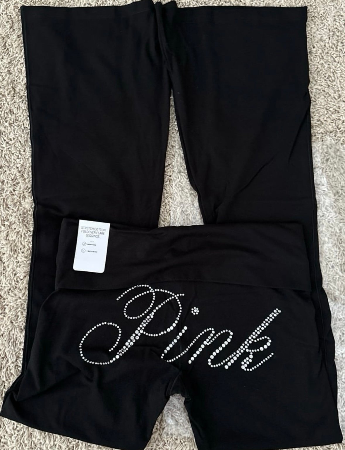 VS PINK Bling Limited Edition Cotton Foldover Flare Legging Y2K XS/R