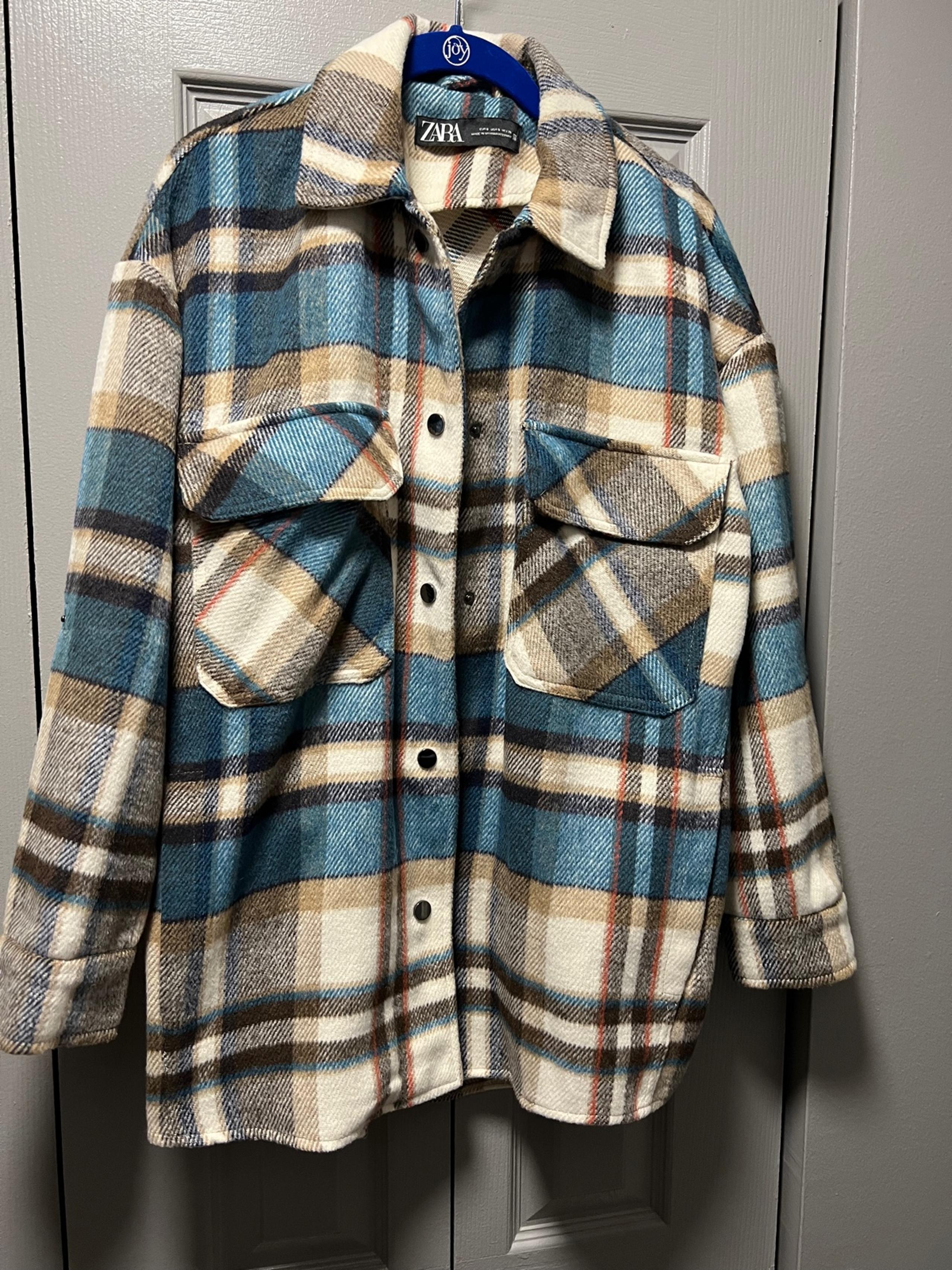 ZARA WOOL SHIRT JACKET HI/LO HEM SIZE MEDIUM