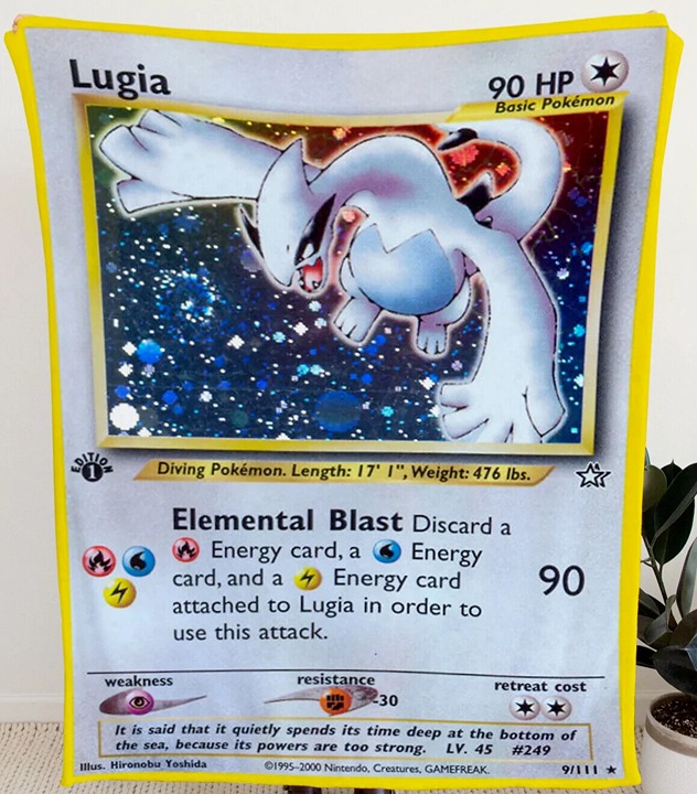 2000 Pokemon Neo Genesis 1st Edition Lugia Holo Rare 9/111 Large Blanket