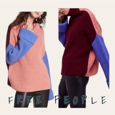 1589. FREE PEOPLE SWEATER SIZE MEDIUM OVERSIZED COLOR BLOCK THICK KNITTED