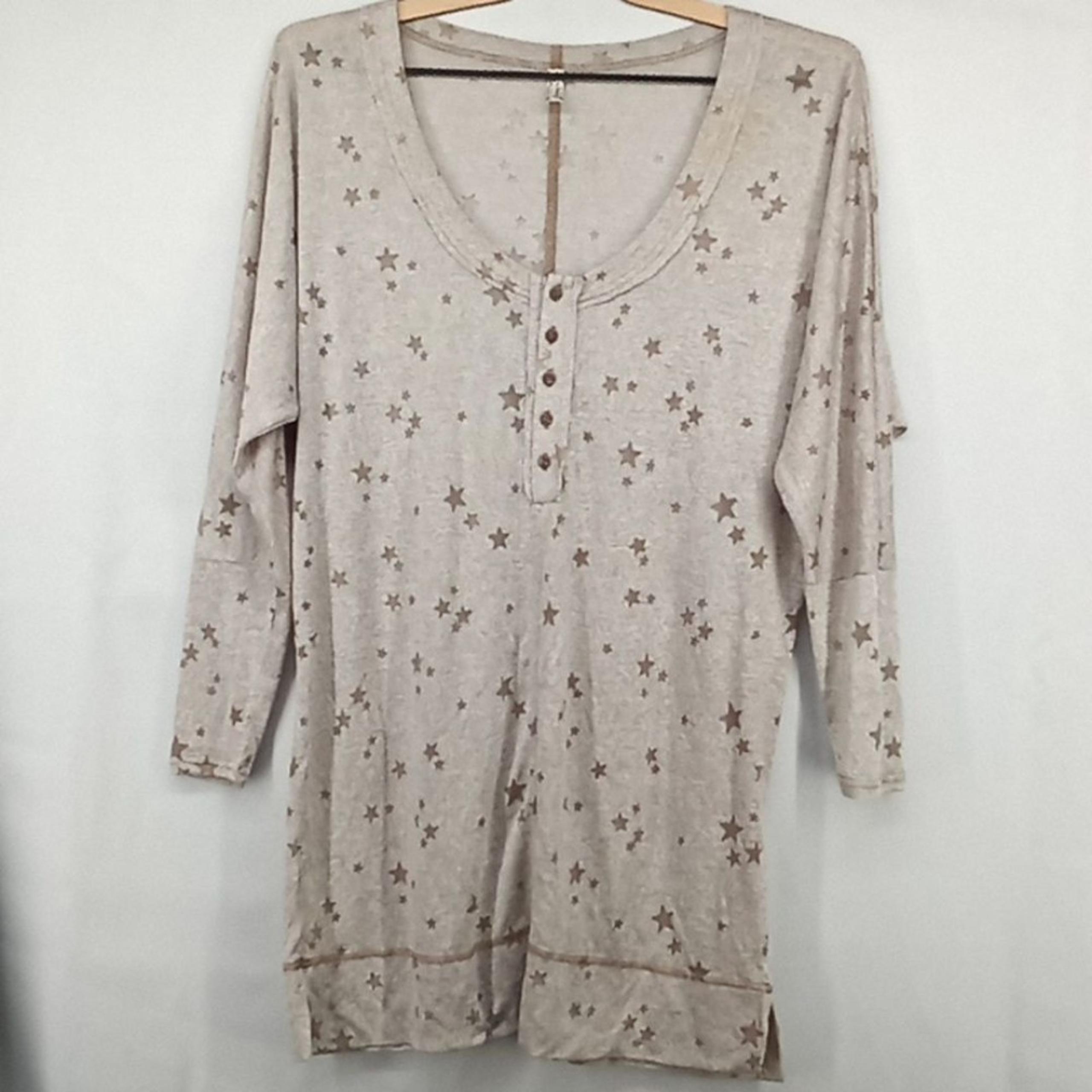 Free People Sleep Shirt Womens XS Sleeping to Dream Star Burnout Oatmeal XS
