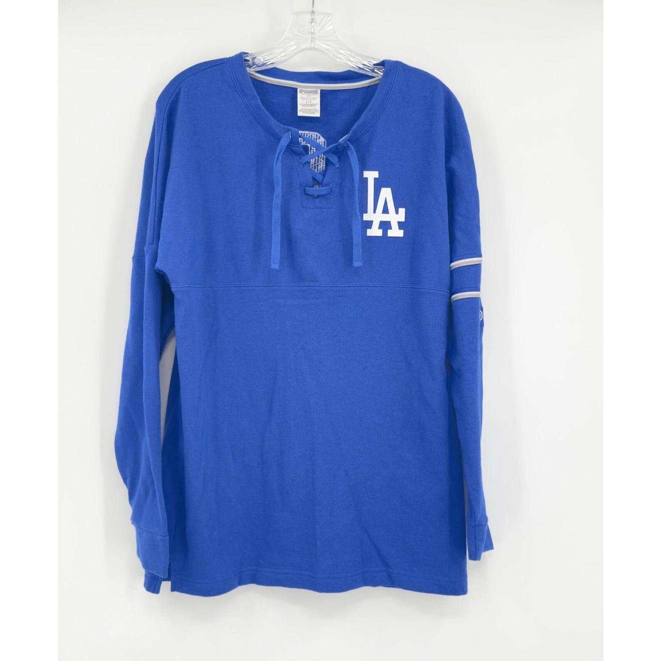LA Dodgers Victoria's Secret Pink x 5th & Ocean Blue Sequin Sweatshirt Sz S