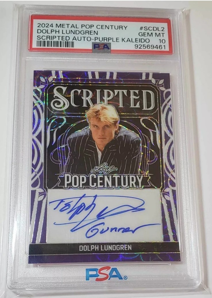 2024 LEAF POP CENTURY DOLPH LUNDGREN AUTO PSA 10 GEM MINT POP 1 PURPLE PRIZM